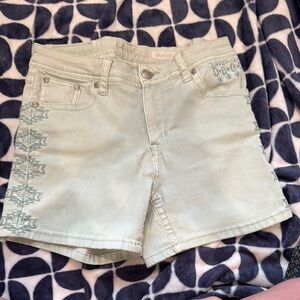 Women's Mint Green Embroidered Shorts